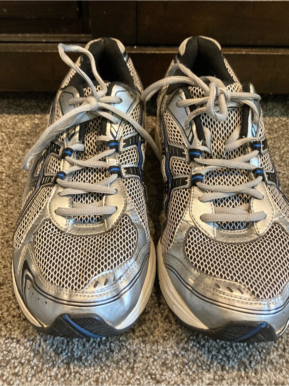 ASICS GEL Running Shoes Men’s Size 11 Silver Blue Mesh Sneakers - Picture 2 of 7